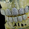 Silver Tone CZ Iced Six on Six Teeth Grillz Set