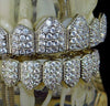 Silver Tone CZ Iced Six on Six Teeth Grillz Set