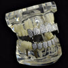 Silver Tone CZ Iced Vampire Fangs Grillz Set