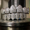 Silver Tone CZ Micro Pave Iced Teeth Grillz Set