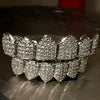 Silver Tone CZ Micro Pave Iced Teeth Grillz Set