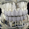 Silver Tone CZ Micro Pave Iced Teeth Grillz Set