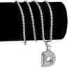 Silver Tone D Letter Micro Chain Rope Necklace