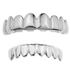 Silver Tone Eight Top and 8 Bottom Teeth Plain Grillz Set