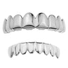 Silver Tone Eight Top and 8 Bottom Teeth Plain Grillz Set