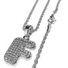 Silver Tone F Letter Micro Chain Rope Necklace