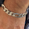 Silver Tone Figaro Bracelet 9" x 12mm