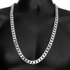 Silver Tone Flat Cuban Chain Necklace 30" x 12MM