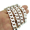 Silver Tone Flat Cuban Chain Necklace 30" x 12MM