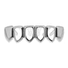 Silver Tone Four Open Face Hollow Bottom Teeth Grillz