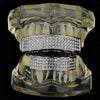 Silver Tone Four Row Iced Teeth Grillz Set