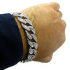 Silver Tone Full Bling Iced Flooded Out Cuban Link Bracelet 8"