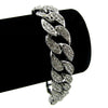 Silver Tone Full Bling Iced Flooded Out Cuban Link Bracelet 8"