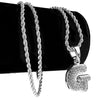 Silver Tone G Letter Micro Chain Rope Necklace