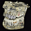 Silver Tone Grillz Premium Iced CZ Flooded Out Silver Top Teeth