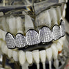Silver Tone Grillz Premium Iced CZ Flooded Out Silver Top Teeth