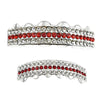 Silver Tone Grillz Set Red Iced Flooded Out Three-Row