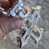 Silver Tone Huge Open Cross Iced Pendant Cuban Chain Necklace 30"