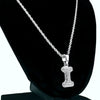 Silver Tone I Letter Micro Chain Rope Necklace