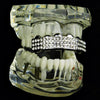 Silver Tone Iced 3 Row Top Teeth Grillz