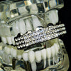 Silver Tone Iced 3 Row Top Teeth Grillz