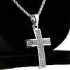 Silver Tone Iced Curved Micro Cross Rope Chain 24"