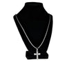 Silver Tone Iced Curved Micro Cross Rope Chain 24"