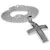 Silver Tone Iced Curved Micro Cross Rope Chain 24"