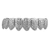 Silver Tone Iced CZ Bottom Eight Teeth Micro Pave Grillz