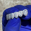 Silver Tone Iced CZ Bottom Eight Teeth Micro Pave Grillz