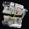 Silver Tone Iced CZ Four Single Tooth Caps Set