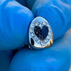 Silver Tone Iced CZ Open Heart Top Tooth Cap