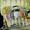 Silver Tone Iced CZ Rainbow Bottom Teeth Grillz