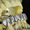 Silver Tone Iced Micro Pave Bottom Teeth Grillz