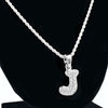 Silver Tone J Initial Letter Micro Rope Chain Necklace