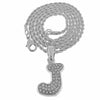 Silver Tone J Initial Letter Micro Rope Chain Necklace