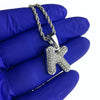 Silver Tone K Letter Micro Chain Rope Necklace