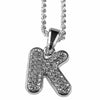 Silver Tone K Letter Micro Chain Rope Necklace
