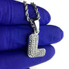 Silver Tone L Letter Micro Chain Rope NEcklace