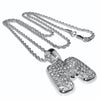 Silver Tone M Letter Micro Chain Rope Necklace