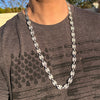 Silver Tone Mariner Links Iced Chain Flooded Out Necklace 12MM 30"