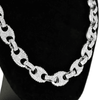 Silver Tone Mariner Links Iced Chain Flooded Out Necklace 12MM 16"