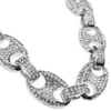Silver Tone Mariner Links Iced Chain Flooded Out Necklace 12MM 16"