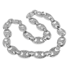 Silver Tone Mariner Links Iced Chain Flooded Out Necklace 12MM 16"