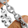 Silver Tone Mariner Links Iced Chain Flooded Out Necklace 12MM 16"