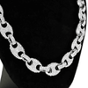 Silver Tone Mariner Links Iced Chain Flooded Out Necklace 12MM 18"