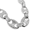 Silver Tone Mariner Links Iced Chain Flooded Out Necklace 12MM 18"