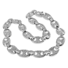Silver Tone Mariner Links Iced Chain Flooded Out Necklace 12MM 18"