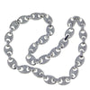 Silver Tone Mariner Links Iced Chain Flooded Out Necklace 12MM 20"