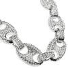 Silver Tone Mariner Links Iced Chain Flooded Out Necklace 12MM 24"